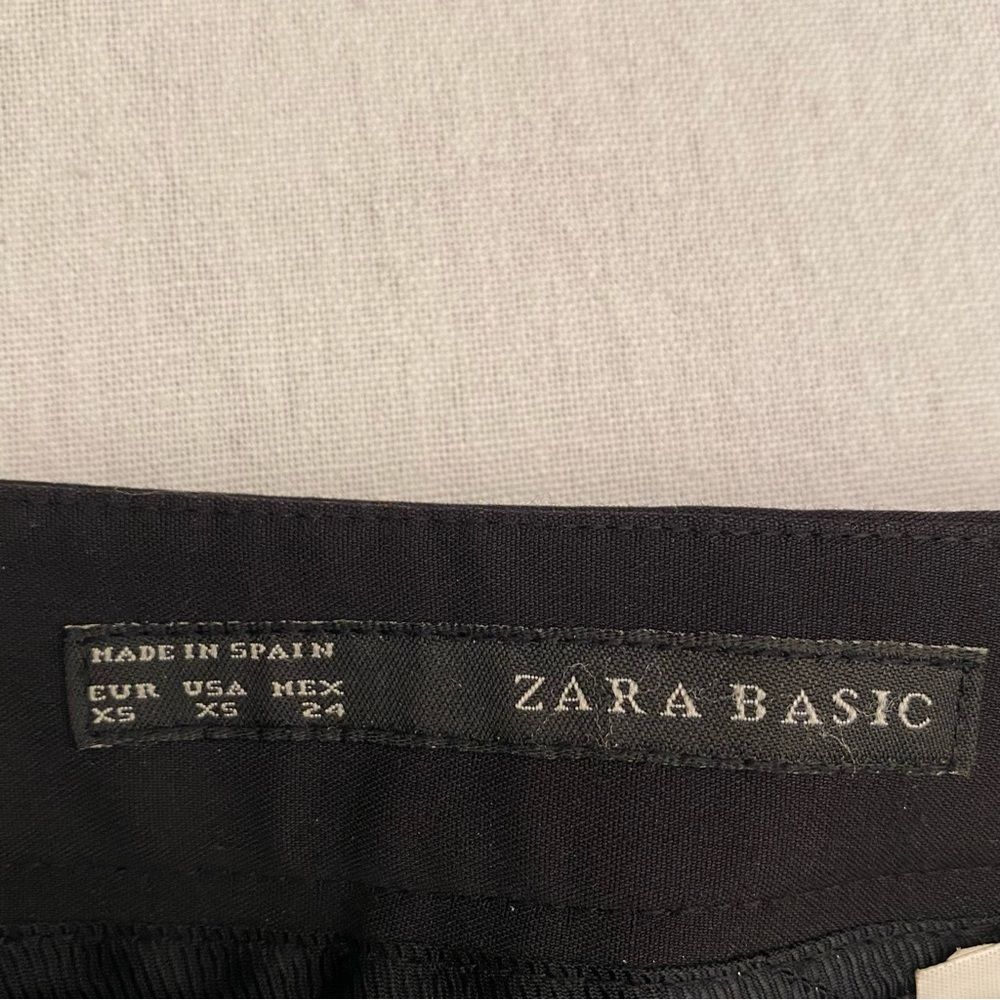 Zara Damask Print Slim Ankle Pants Blue Black Jacquard XS - Picture 3 of 12